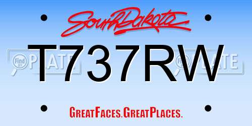 T737RW South Dakota License Plate