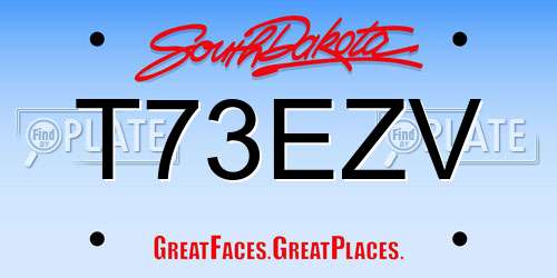 T73EZV South Dakota License Plate