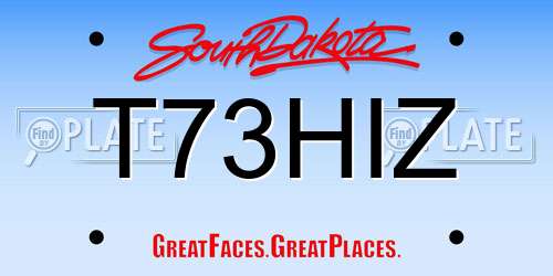 T73HIZ South Dakota License Plate