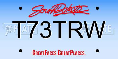 T73TRW South Dakota License Plate