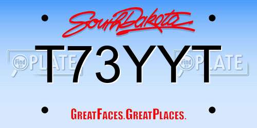 T73YYT South Dakota License Plate