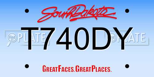 T740DY South Dakota License Plate