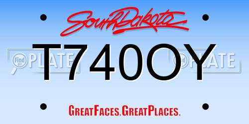 T740OY South Dakota License Plate