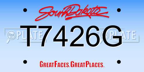 T7426G South Dakota License Plate