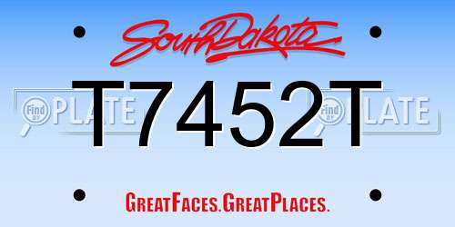 T7452T South Dakota License Plate