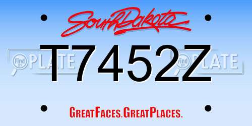 T7452Z South Dakota License Plate