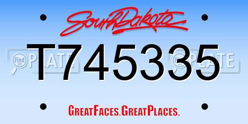 T745335 South Dakota License Plate