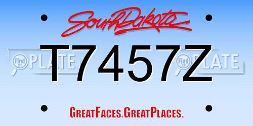 T7457Z South Dakota License Plate