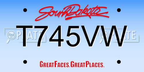 T745VW South Dakota License Plate