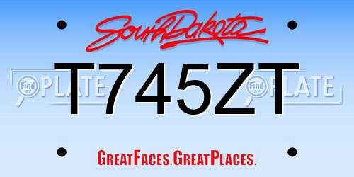 T745ZT South Dakota License Plate