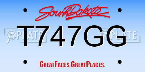 T747GG South Dakota License Plate