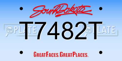 T7482T South Dakota License Plate