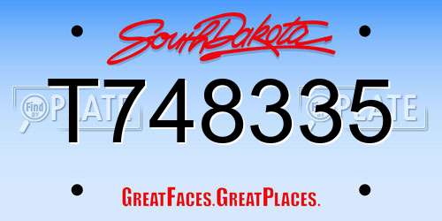 T748335 South Dakota License Plate