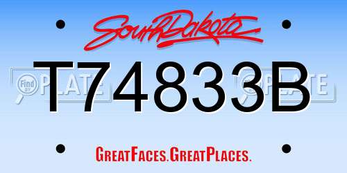 T74833B South Dakota License Plate