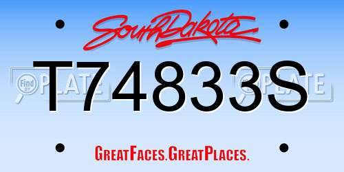 T74833S South Dakota License Plate