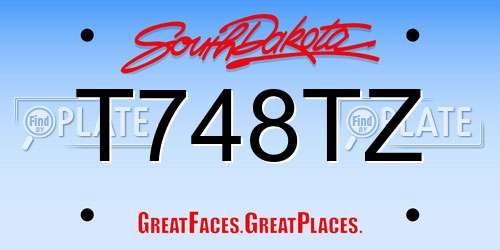 T748TZ South Dakota License Plate