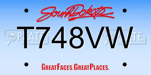 T748VW South Dakota License Plate