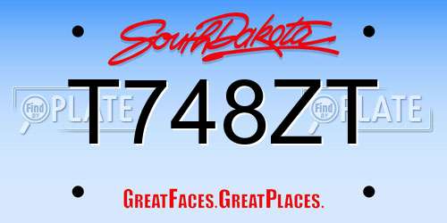 T748ZT South Dakota License Plate