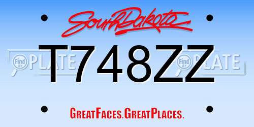 T748ZZ South Dakota License Plate