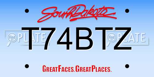 T74BTZ South Dakota License Plate