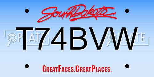 T74BVW South Dakota License Plate