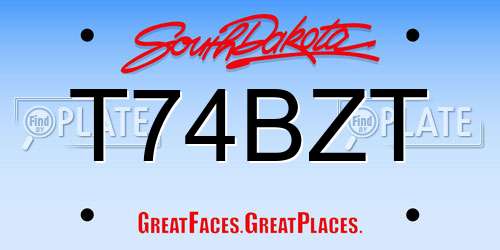 T74BZT South Dakota License Plate