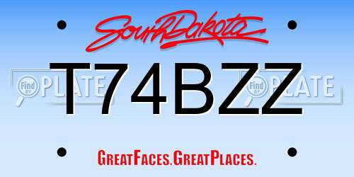 T74BZZ South Dakota License Plate