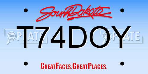T74DOY South Dakota License Plate