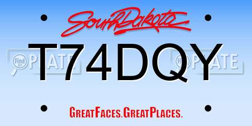 T74DQY South Dakota License Plate