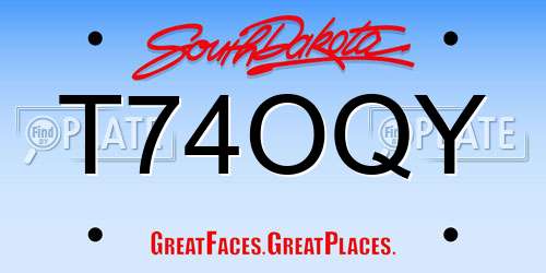 T74OQY South Dakota License Plate