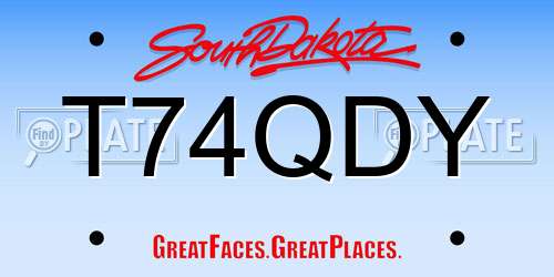 T74QDY South Dakota License Plate