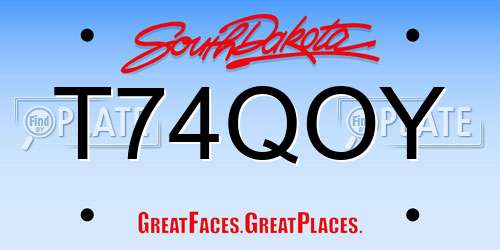 T74QOY South Dakota License Plate