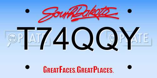 T74QQY South Dakota License Plate