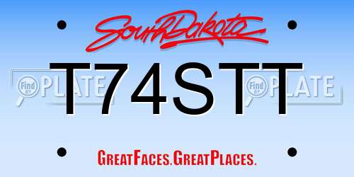T74STT South Dakota License Plate