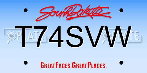 T74SVW South Dakota License Plate