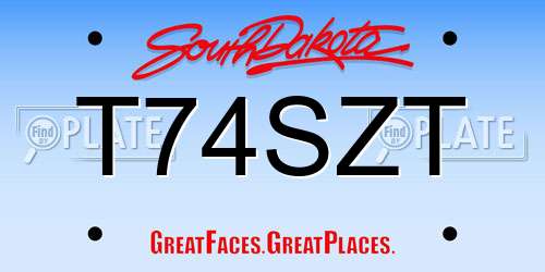 T74SZT South Dakota License Plate