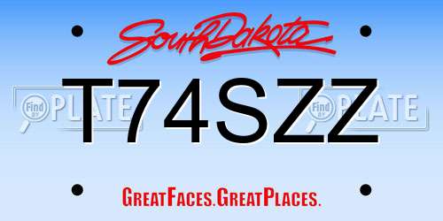 T74SZZ South Dakota License Plate