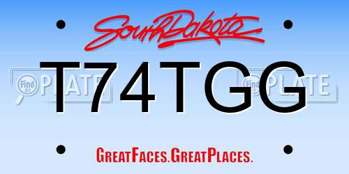 T74TGG South Dakota License Plate