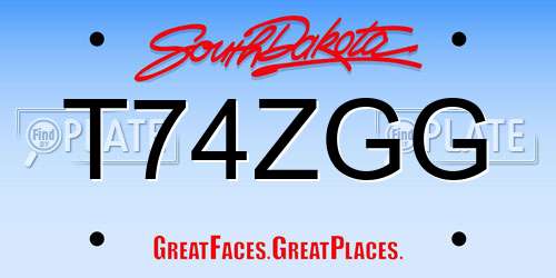 T74ZGG South Dakota License Plate