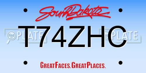 T74ZHC South Dakota License Plate