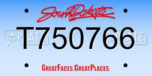 T750766 South Dakota License Plate