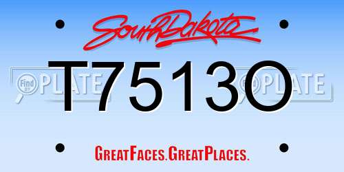 T7513O South Dakota License Plate