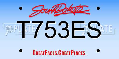 T753ES South Dakota License Plate