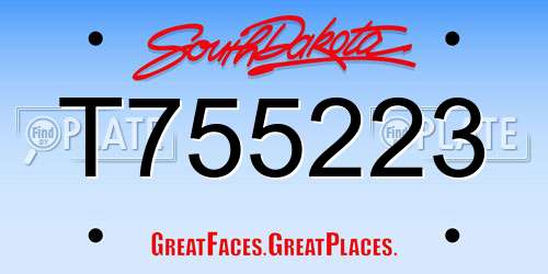 T755223 South Dakota License Plate