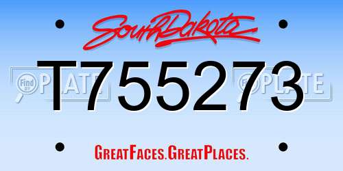 T755273 South Dakota License Plate