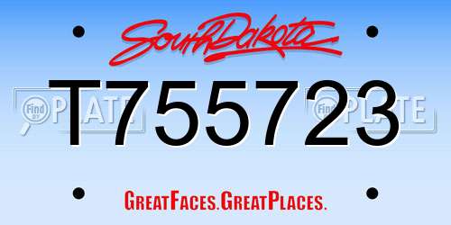 T755723 South Dakota License Plate