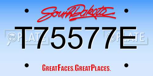 T75577E South Dakota License Plate