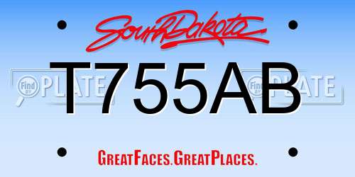 T755AB South Dakota License Plate