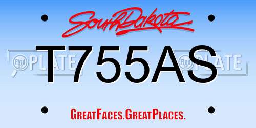 T755AS South Dakota License Plate