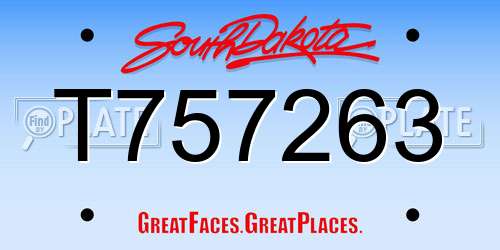 T757263 South Dakota License Plate